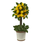 Nearly Natural Lemon Ball Topiary 18inH Plastic Plant Arrangement With Pot, 18inH x 8-1/2inW x 8-1/2inD, Yellow