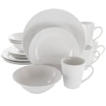 Elama Marshall 16-Piece Porcelain Dinnerware Set, White