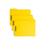 Smead Color Reinforced Tab Fastener Folders, Letter Size, 1/3 Cut, Yellow, Pack Of 50