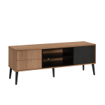 Sauder Ambleside Modern Entertainment Credenza For 60in TVs, 20-7/8inH x 55-7/8inW x 15-5/8inD, Serene Walnut/Black