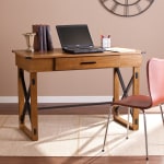 SEI Furniture Canton 49inW Wooden Adjustable-Height Computer Desk, Glazed Pine