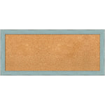 Amanti Art Cork Bulletin Board, 32in x 14in, Natural, Sky Blue Rustic Wood Frame