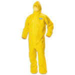 Kimberly-Clark Professional KleenGuard A70 Chemical-Splash Hooded Protection Coveralls, 2X, Yellow, Pack Of 12 Coveralls