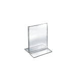 Azar Displays Double-Foot Acrylic Sign Holders, 6in x 5in, Clear, Pack Of 10