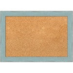 Amanti Art Cork Bulletin Board, 20in x 14in, Natural, Sky Blue Rustic Wood Frame