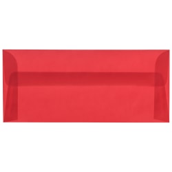 JAM Paper #10 Business Booklet Envelopes, Translucent, Gummed Closure, Primary Red, Pack Of 25