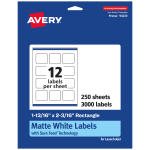 Avery Permanent Labels With Sure Feed, 94233-WMP250, Rectangle, 1-13/16in x 2-3/16in, White, Pack Of 3,000