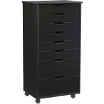 Linon Casimer 8-Drawer Rolling Home Office Storage Cart, Black