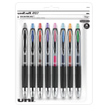 uni-ball 207 Retractable Fraud Prevention Gel Pens, Medium Point, 0.7 mm, Black Barrels, Assorted Ink Colors, Pack Of 8