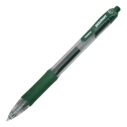 SKILCRAFT Retractable Gel Pens, Medium Point, 0.7 mm, Clear/Green Barrel, Green Ink, Pack Of 12 Pens