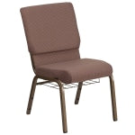 Flash Furniture HERCULES Church Chair With Book Rack, Brown Dot/Gold Vein