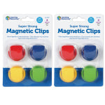 Learning Resources Super Strong Magnetic Clips, 1 1/2in, 50 Pages, Assorted Colors, 4 Hooks Per Pack, Set Of 2 Packs