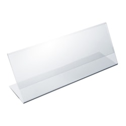 Azar Displays Acrylic L-Shaped Sign Holders, 2 1/2in x 8 1/2in, Clear, Pack Of 10