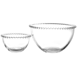 Gibson Home Sereno 2-Piece Glass Serving Bowl Set, Clear