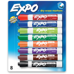 EXPO Low-Odor Dry-Erase Markers, Chisel Point, Assorted Intense Colors, Pack Of 8