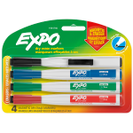 EXPO Magnetic Dry Erase Markers With Eraser, Fine Tip, Assorted Ink Colors, Pack Of 4