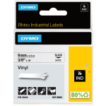 Dymo Rhino Industrial Vinyl Labels - 23/64in Width x 18 3/64 ft Length - Permanent Adhesive - Rectangle - Thermal Transfer - Black on White - Vinyl - 1 Each - Scratch Resistant, Oil Resistant