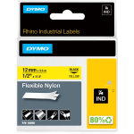 DYMO Rhino Flexible Nylon Labels, DYM18490, 1/2inW x 11 1/2 ft Length, Direct Thermal, Yellow, Nylon