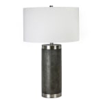 LumiSource Cylinder Contemporary Table Lamp, 26-1/2inH, Off-White Shade/Acid Griffin Base