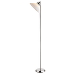 Adesso Swivel Torchiere Floor Lamp, 71-1/2inH, White Shade/Brushed Steel Base