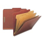 Nature Saver Classification Folders, Letter Size, 3 Partitions, 100% Recycled, Redrope, Box Of 10