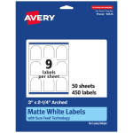 Avery Permanent Labels With Sure Feed, 94126-WMP50, Arched, 3in x 2-1/4in, White, Pack Of 450