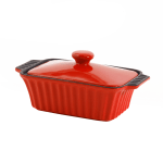 Crock-Pot Denhoff Non-Stick Ribbed Casserole Dish, 8-1/2in, Red