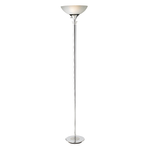 Adesso Metropolis 300W Torchiere Floor Lamp, 71 1/2inH, Frosted White Shade/Chrome Base