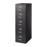 Lorell Fortress 26-1/2inD Vertical 5-Drawer Legal-Size File Cabinet, Black