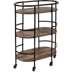 Honey Can Do 3-Tier 13in Rolling Bar Cart, Black/Brown