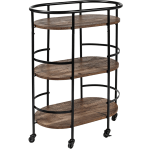 Honey Can Do 3-Tier 13in Rolling Bar Cart, Black/Brown