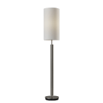 Adesso Hollywood Floor Lamp, 58inH, Ivory Shade/Brushed Steel Base