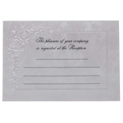 JAM Paper Wedding Reception Invitations, 4-7/8in x 3-3/8in, Metallic/Flowers, Pack Of 25 Invitations