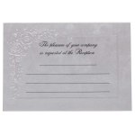 JAM Paper Wedding Reception Invitations, 4-7/8in x 3-3/8in, Metallic/Flowers, Pack Of 25 Invitations