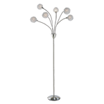 Adesso Pom Pom Floor Lamp, 68ft, White Shade/Brushed Steel Base