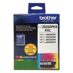 Brother LC3029 High-Yield Cyan, Magenta, Yellow Ink Cartridges, Pack Of 3, LC30293PKS