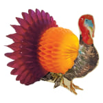 Amscan Thanksgiving Mini Honeycomb Turkey Centerpiece, Paper, 6in, 2 Per Pack, Set Of 8 Packs