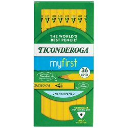 Ticonderoga Tri-Write Beginners Pencils, #2 Lead, Soft, Pack of 36