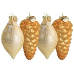 Martha Stewart Holiday Pointy Ball And Pinecone 4-Piece Ornament Set, Gold