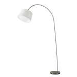 Adesso Goliath Arc Floor Lamp, 83inH, Natural Shade/Brushed Steel Base