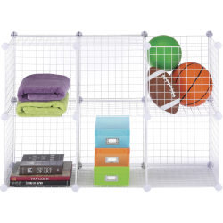 Whitmor Storage Rack - 14.5in Height x 14.5in Width x 14.3in Depth - Interlockable, Stackable - White - Steel - 6 / Set