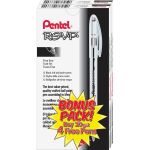 Pentel R.S.V.P. Ballpoint Stick Pens - Fine Pen Point - Refillable - Black - Clear Barrel - Stainless Steel Tip - 24 / Pack