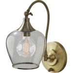 Adesso Bradford Wall Lamp, 13inH x 7-1/4inW, Clear Shade/Antique Brass Base