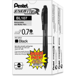 Pentel EnerGel-X Retractable Gel Pens, Pack Of 24, Medium Point, 0.7 mm, Black Barrel, Black Ink