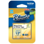 Brother M-231 Black-On-White Tape, 0.47in x 26.2ft