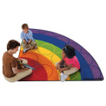 Carpets for Kids Premium Collection Rainbow Rows Seating Corner Rug,  6ft, Blue