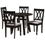 Baxton Studio Millie 5-Piece Dining Set, 29-15/16inH x 35-7/16inW x 35-7/16inD, Gray/Dark Brown