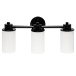 Lalia Home Essentix 3-Light Wall Mounted Vanity Light Fixture, 6-1/2inW, Opaque White/Black