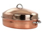 Gibson Home Radiance 17-1/2in Stainless Steel Copper-Plated Oval Roaster, Copper