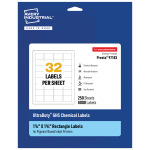 Avery Ultra Duty Permanent GHS Chemical Labels, 97183-WMUI250, Rectangle, 1-1/4in x 1-3/4in, White, Pack Of 8,000